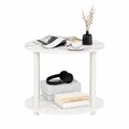 thumbnail image 4 of Furinno Turn-N-Tube Toolless Assembly Round Coffee Table, 2-Tier White Coffee Table with Open Shelf, Side Table, for Living Room, Bedroom, Home Office, Light Marble, 4 of 5