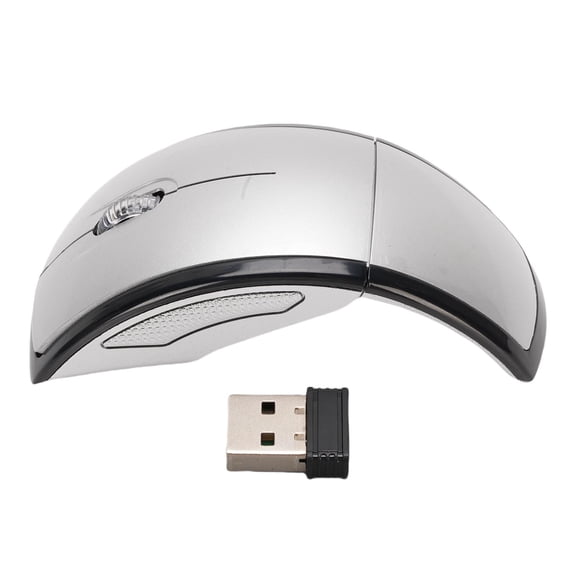 Vowen Folding Wireless Mouse Portable 2.4 GHz Ergonomic Computer Mouse Magnetic Power Off Switch with Receiver for Laptop PC Silver