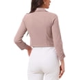thumbnail image 3 of Chaqueta de mujer Allegra K con solapa muestrada y mangas fruncidas, blazer de negocios recortado L color rosa polvo, 3 of 6