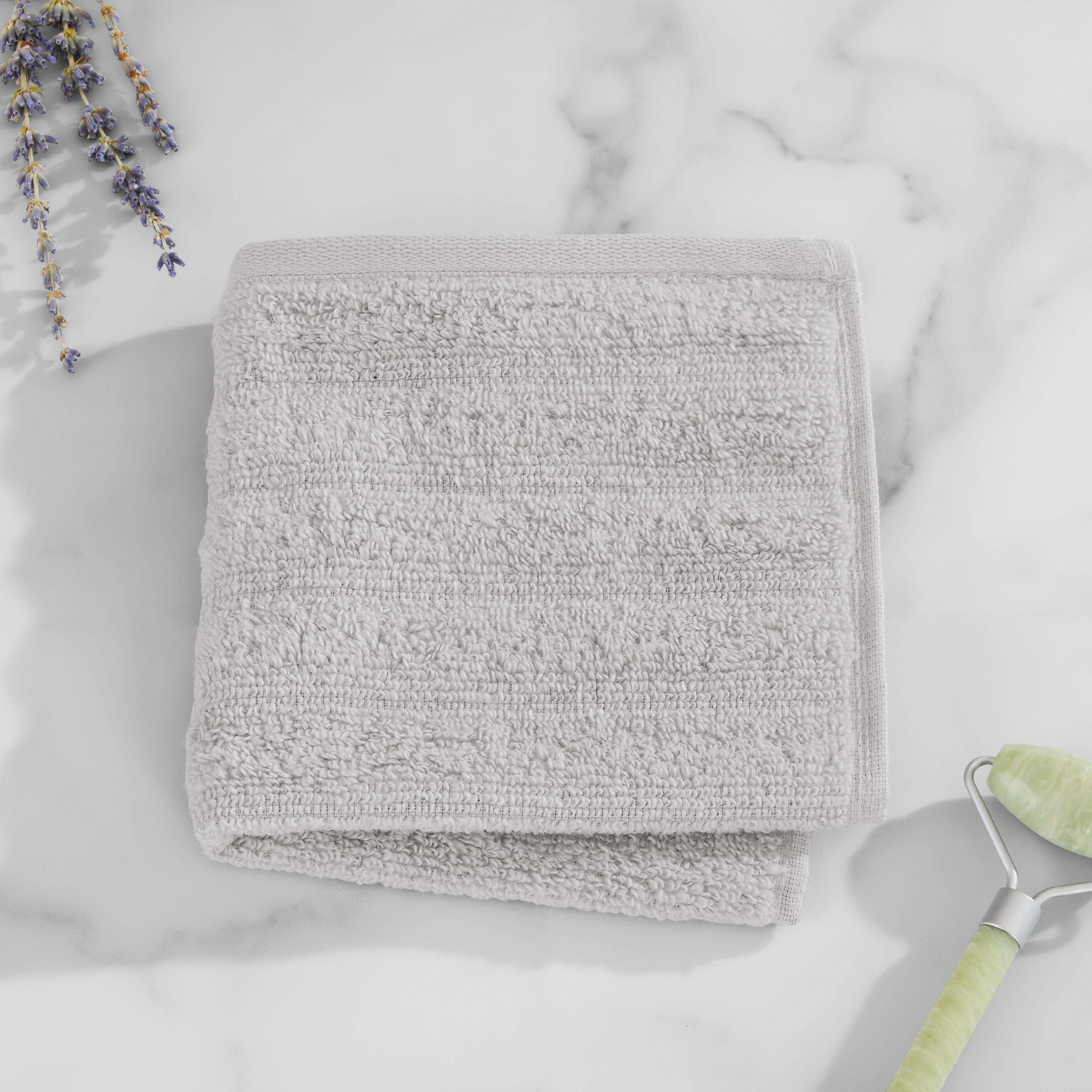 (4 pack) Mainstays Performance Cotton Washcloth, Super Soft Quick Dry Fade Resistant, Textured Silver