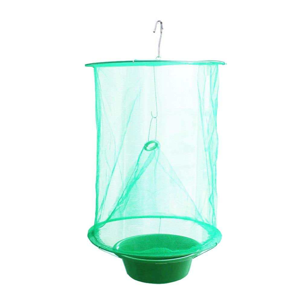 Hanging Folding Reusable Fly Insect Trap Net Catcher Killer Cage with Bait Pot