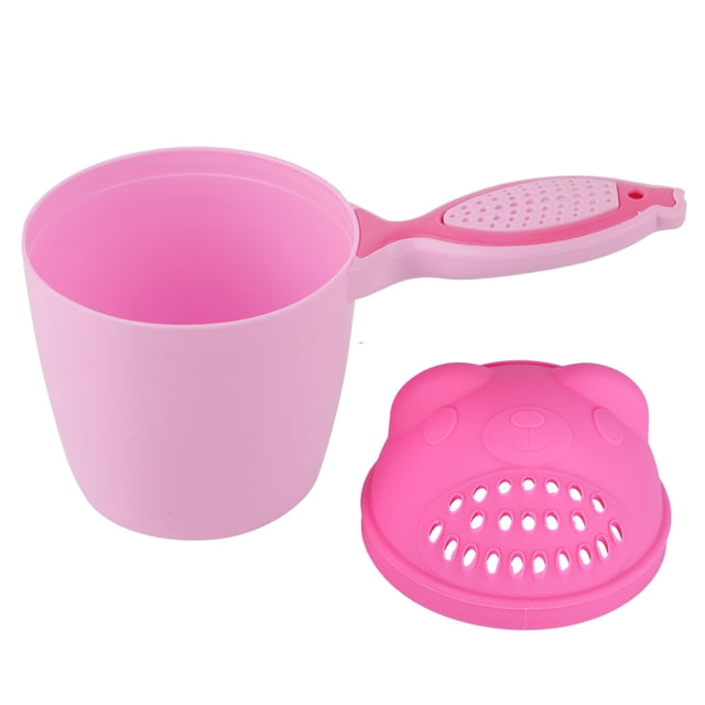 Taza de champú para bebé, lindo niño, lavado de cabello, baño, enjuague, protección para ojos (rosa)