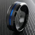 thumbnail image 4 of Blue and Black Wedding Band Ring - Unisex Wedding Rings Brushed Finish 8mm, 4 of 5