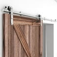 thumbnail image 2 of TSMST 5.5FT Sliding Barn Door Hardware Kit, Stainless Steel Heavy Duty Sturdy Barn Door Track for Double Wood Door, Slide Smoothly Quietly (I style), 2 of 7