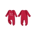 thumbnail image 2 of Cjfdfy Newborn Baby Girls Boy Christmas Fall Outfit My First Christmas Footed Romper Long Sleeve Waffle Knit Jumpsuit Infant Cute Christmas Fall Winter Clothes 0-12M, 2 of 9