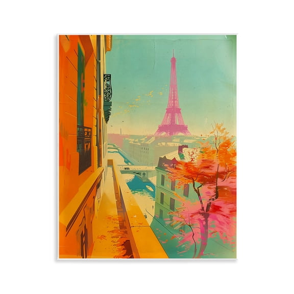 Stupell Industries Modern Eiffel Tower Town & City Painting Unframed Art Print Wall Art, 11 x 14