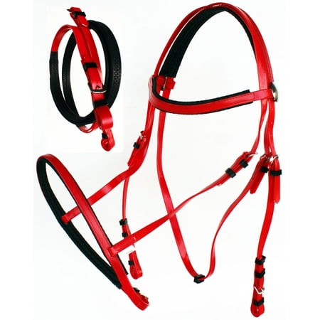 Endurance Bridle - Horse English Endurance Biothane Noseband Bridle w/ Rubber Grip Reins Red 40HS41