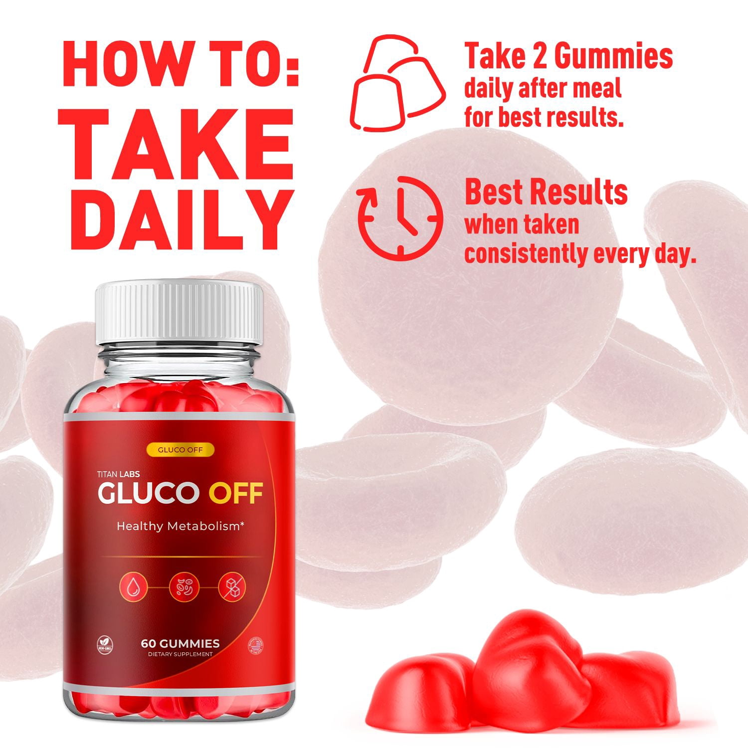 Gluco Off ACV Gummies 1000MG Advanced Formula Vitamin GlucoOff 60 Gummies