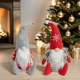 thumbnail image 4 of Christmas Gnome Plush Decor - 12inch Red & Gray Festive Dwarves with Snowflake Hats,Long White Beards,and Checkered Outfits,Perfect Holiday Accents, 4 of 6