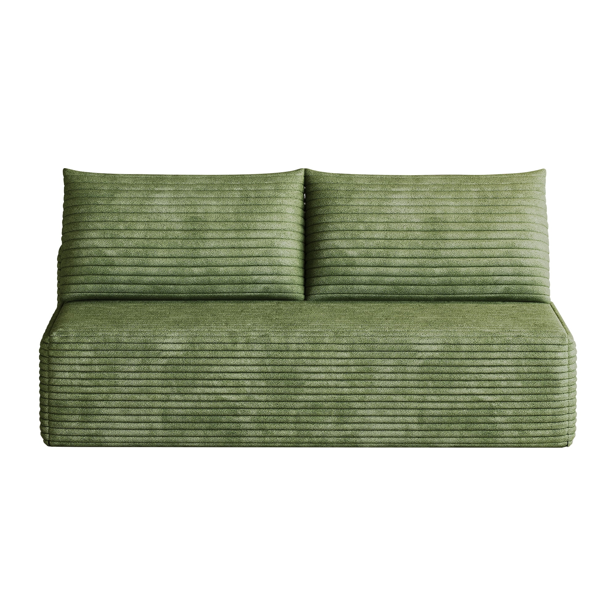 Leumius Cloud Sectional Couch,Modern Modular Sofa with Deep Seat and Backrest,Upholstered Plush Corduroy Fabric Sofa Couch with 2 Pillows for Living Room Bedroom,No Assembly,Green