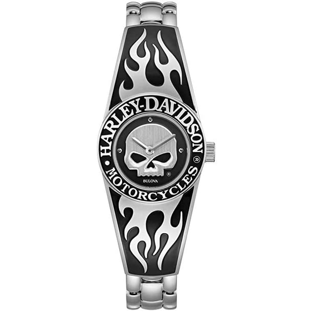 HarleyDavidson Flames Willie G Skull Stainless Steel Bangle Ladies