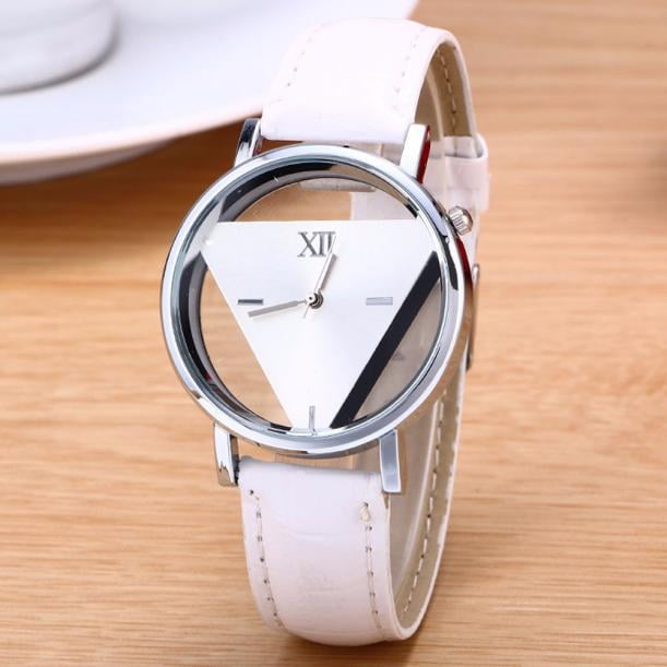 HOARBOEG Mens Womens Unique Hollowed out Triangular Dial Black Fashion Watch WH
