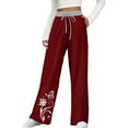 thumbnail image 4 of Pantalones de yoga estampados con cordón de pierna ancha y cintura elástica alta informal para mujer Pompotops ulkah938628, 4 of 5