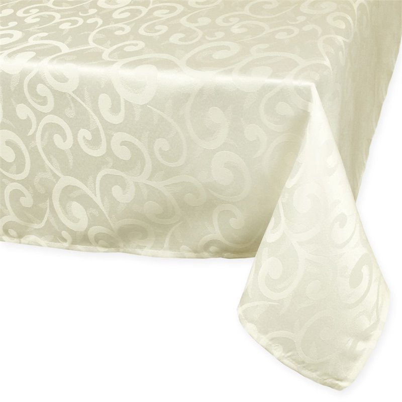 Design Imports 84" Damask Tablecloth in Cream