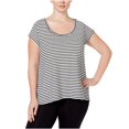 thumbnail image 2 of Calvin Klein Womens Striped Hi-Lo Graphic T-Shirt, Black, Plus Size, 1X, 2 of 2