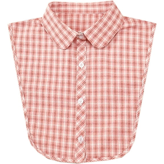 Camicover Cotton Plaid Fake Collar Detachable Dickey Collar Half Shirts Blouse False Collar Top for Women Girls Outfits
