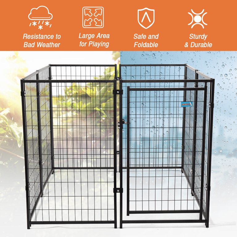 Coziwow Heavy Duty Metal Dog Kennel, 8-Panel Large Pet Fence