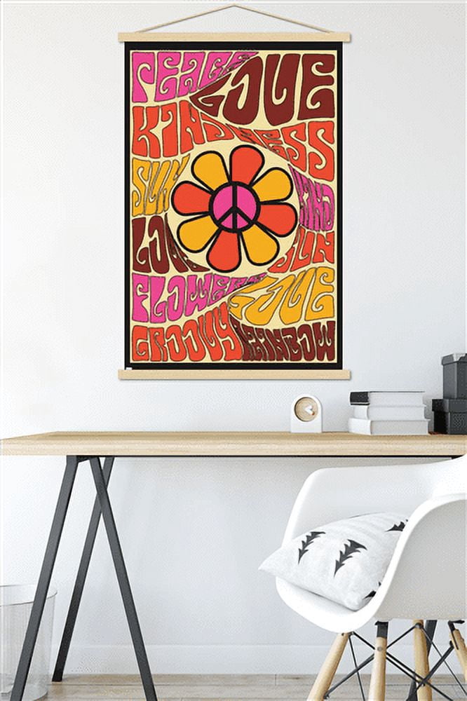 Peace, Love, and Kindness Wall Poster with Magnetic Frame, 22.375" x 34"
