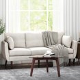thumbnail image 3 of Contemporary 3 , Beige Fabric Upholstery, With Accent Pillows And Birchwood Legs 3 Seater Style, Fabric, Pillows,, 3 of 6