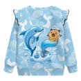 thumbnail image 2 of Uorisanigo Toddler Girls Crewneck Sweatshirt Casual Shirts Ruffle Long Sleeve Funny Capybara Shark Pullover Tops 3-4T Soft Lightweight Sweatshirts for Girls, 2 of 7