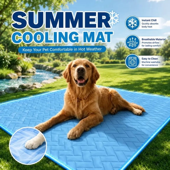 Instant Cool Breathable Dog Cooling Mat, Washable Portable Summer Pet Ice Pad Sleeping Blanket for Small Large Dogs Cats Bed