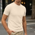 thumbnail image 2 of hoksml Men's Waffle Knit Short Sleeve Crew Neck T-Shirt, Slim Cut Solid Color Basic Tee for Daily Wear, Light Casual Top, 2 of 9