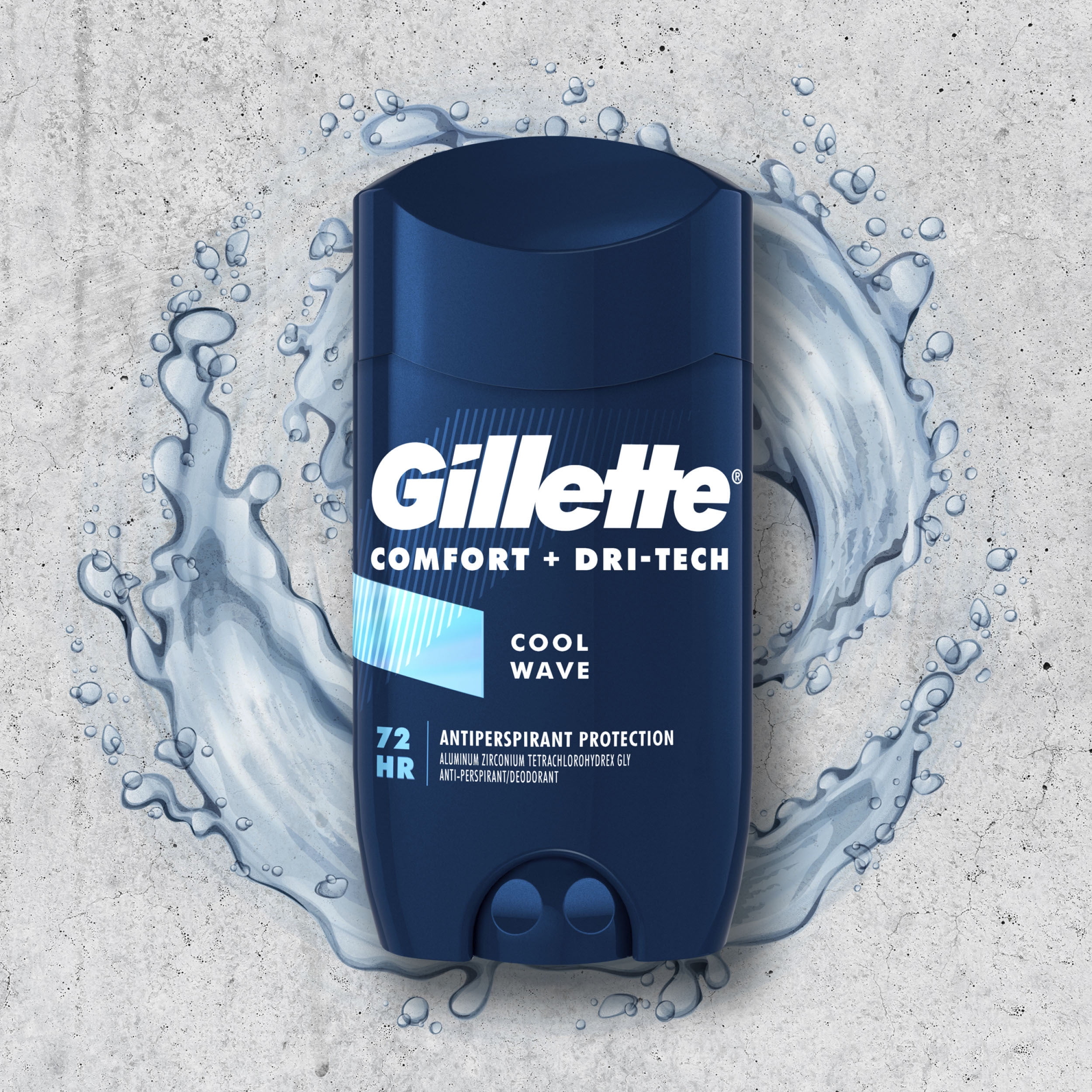 Gillette Invisible Solid Antiperspirant Deodorant for Men, Cool Wave, 3.4oz