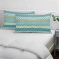 thumbnail image 4 of Teal Striped Queen Size Pillow Cover, Pillowcase Protectors with Zipper, Breathable Decorative Throw Pillow Case Cover, Boho Modern Geometric Abstract Art Ethnic Pillow Shams for Couch Sofa 20x30Inch, 4 of 8