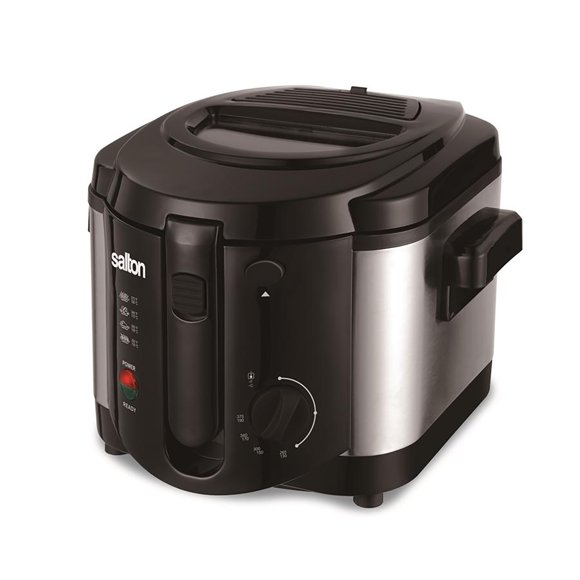 Salton DF2064 - Friteuse Capacité 2L avec Température Réglable et Couvercle Amovible, Acier Inoxydable