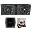 2) Kicker 10C104 10" 600W 4 Ohm Car Subwoofers+ Box + 1000W Amplifier + Amp Kit