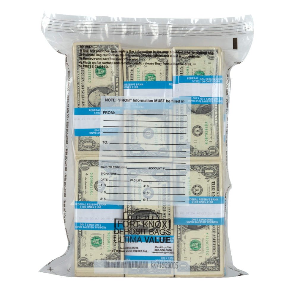 BankSupplies Ultima Value Clear Deposit Bag 12W x 16H Pack of 1000