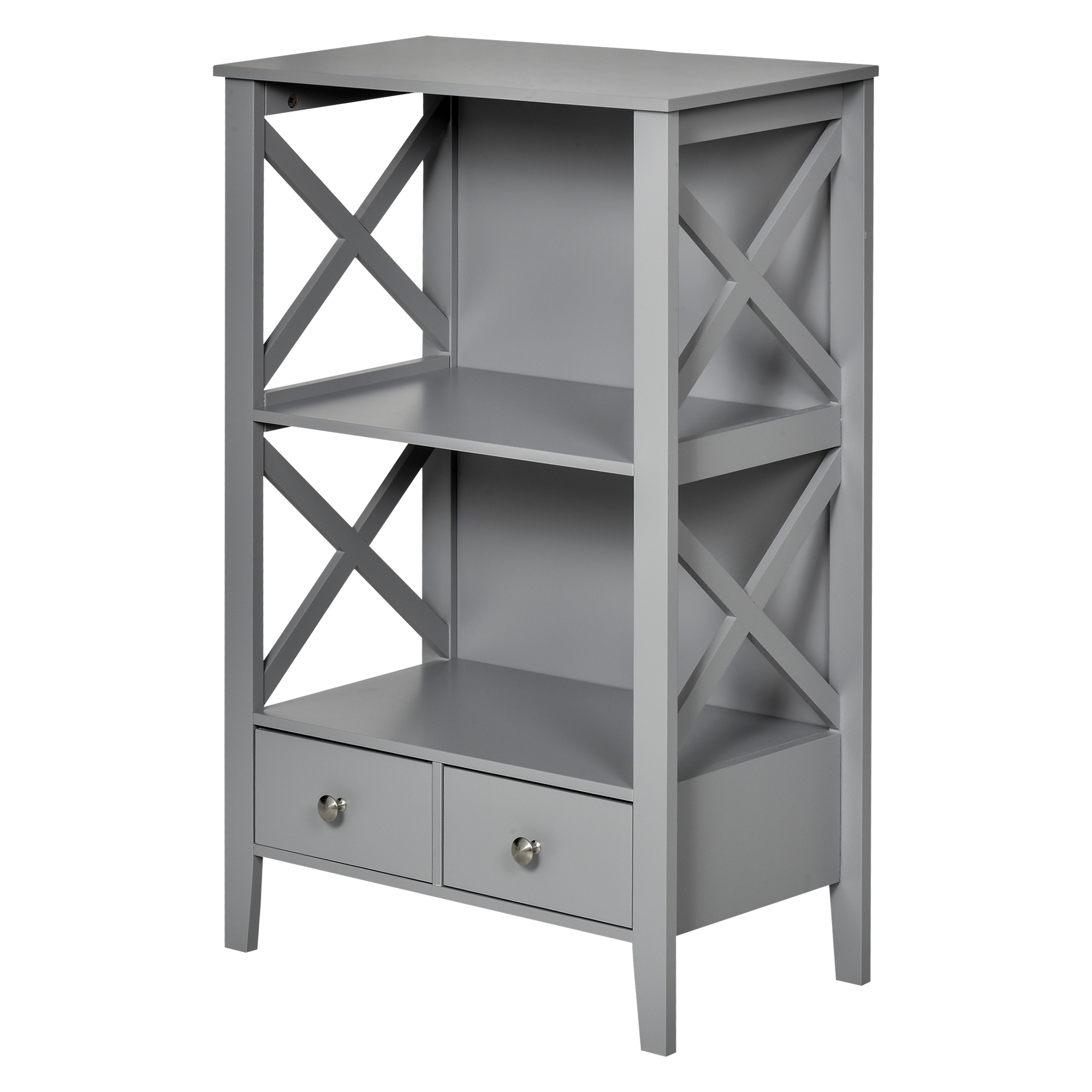kleankin X Frame Freestanding Floor Bathroom Storage with Two Drawers