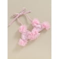 thumbnail image 6 of Bslissey Baby Girls Swimsuit Outfits Halter Neck 3D Flower Tie Up Tops + Elastic Waist Mesh Shorts Infant Toddler Casual Cute 2Pcs Bikini Split Swimwear Set 0-24M, 6 of 8