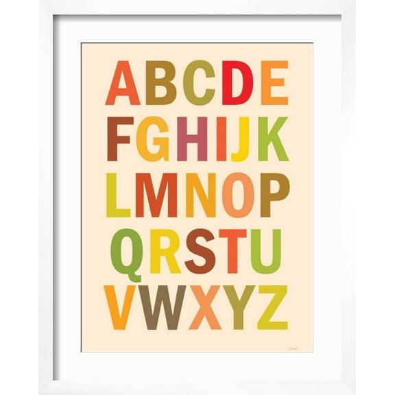 Art.com Alphabet (List) Art Poster Print Art Print, White Frame Wall Art, 17" x 21"