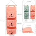 thumbnail image 3 of Organizador colgante de 2 piezas con diseño de emoji (verde, naranja), organizador de pared con 3 bolsillos, organizador impermeable de lino para dormitorio, baño, cocina, decoración de almacenamiento, 3 of 5