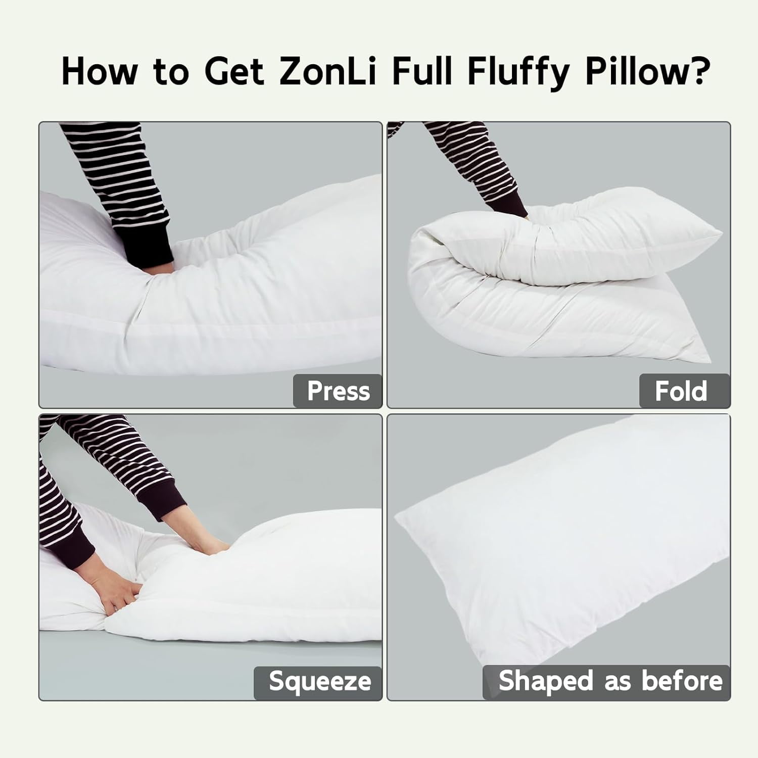 ANHXN Fluffy Body Pillow, Shaggy  Long Pillows , Cozy Hug Pillow for Sleeping, Room Decor & Gift, Adjustable Filling with Washable Cover
