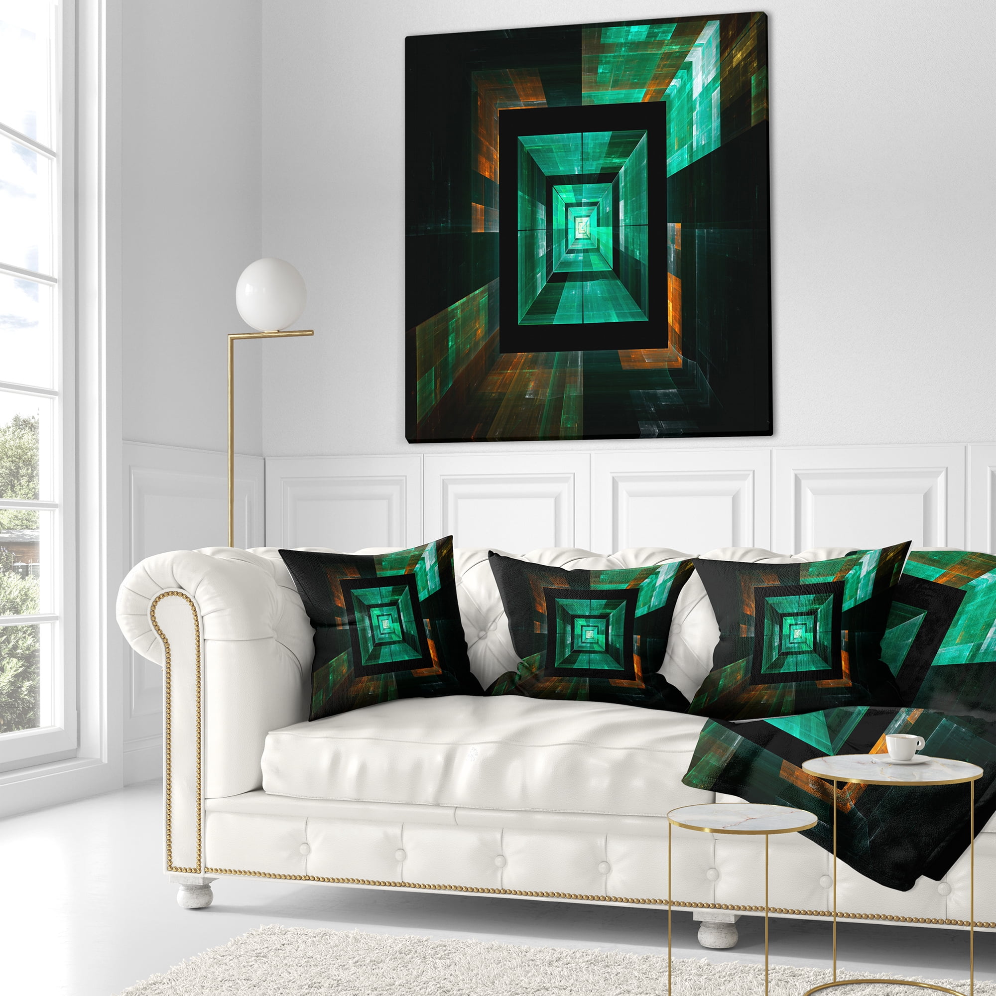 Designart Deep Green Infinite Cube - Contemporary Throw Pillow - 18x18