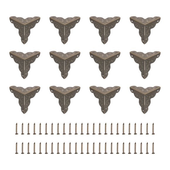 12Pcs Box Corner Protectors, 25mm Metal Vintage Edge Guard with Screws, Bronze