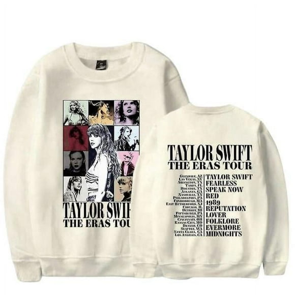 2024 Taylor Swift The Eras Tour Sweatshirt Print Long Sleeve Crewneck Casual Loose Pullover Tops Fans Gifts For Men Women Adult Unisex Apricot S