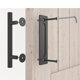 thumbnail image 2 of Manija para puerta corrediza de granero de 12 pulgadas, juego de herrajes para tirar y al ras, estilo rústico de hierro fundido macizo, negro/garajes, 2 of 5