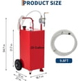 thumbnail image 2 of Fuel Caddy 20 Gallon, Portable Gas Caddy with Manual Transfer Pump, Diesel Gasoline Container with 2 Wheels, Gas Transfer Tank for Cars, Lawn Mowers, ATVs, Boats, Red, 2 of 5