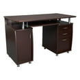 thumbnail image 1 of Scranton & Co Bureau d'Ordinateur de Bureau Transitionnel en Bois avec Rangement, Couleur Chocolat, 1 of 14