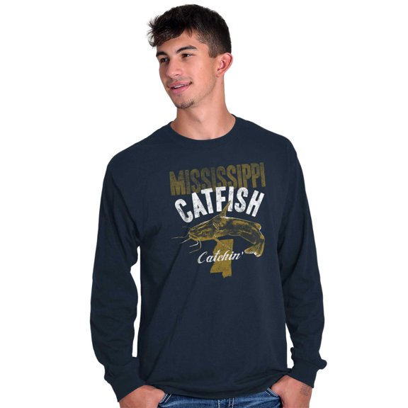 Mississippi River Catfish Souvenir Long Sleeve TShirt Men Women Brisco Brands S
