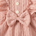 thumbnail image 4 of Mercatoo Toddler Baby Girl Dress Outfits 𝐑uffle Knit Bow Solid Long Sleeve Dress Casual Spring Fall 𝐕intage Skirt with Headband, 4 of 9