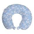 thumbnail image 1 of Nautical Travel Pillow Neck Rest, Marine Themed White Chinese Fish Silhouettes Underwater Life View, Memory Foam Traveling Accessory Airplane and Car, 12", Pale Ceil Blue and White, by Ambesonne, 1 of 2