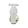 thumbnail image 2 of BLISSFUL STEP Women's Shoes Ankle Strap Open Toe Block Heel Glitter Party Sandals White 7, 2 of 7