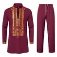 thumbnail image 2 of toraway Mode Mens Short Sets Ensemble 2 Pcs Mode Été Nouvelle Robe Nationale Coupe-Vent Impression Or Men's Manches Longues TG, 2 of 4