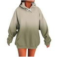thumbnail image 2 of VOONCAS Women's Khaki Ombre Hoodie 2XL - Oversized Stretchy Fit with Kangaroo Pocket, Trendy Casual Lounge Hoodie for Layering, 2 of 5