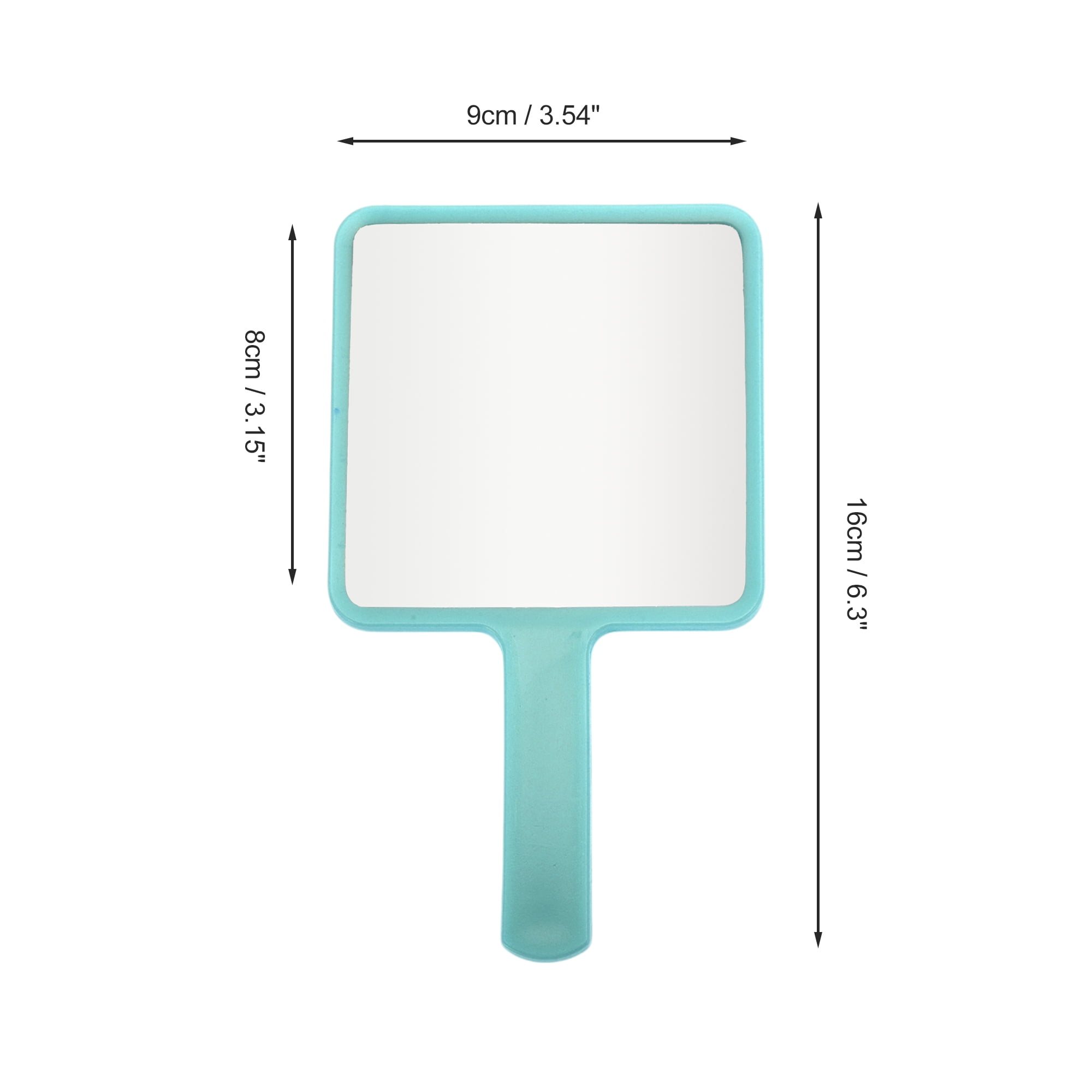 Unique Bargains 1Pc Large Square Handheld Mirror for Vacation Travel Use Green Medium