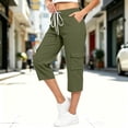 thumbnail image 6 of VBVC Women's Drawstring Cargo Capri Pants, Casual Breathable Mid Calf Utility Trousers For Women, Ladies' Outdoor Hiking Pants with Pockets,Army Green,S-3XL, 6 of 9